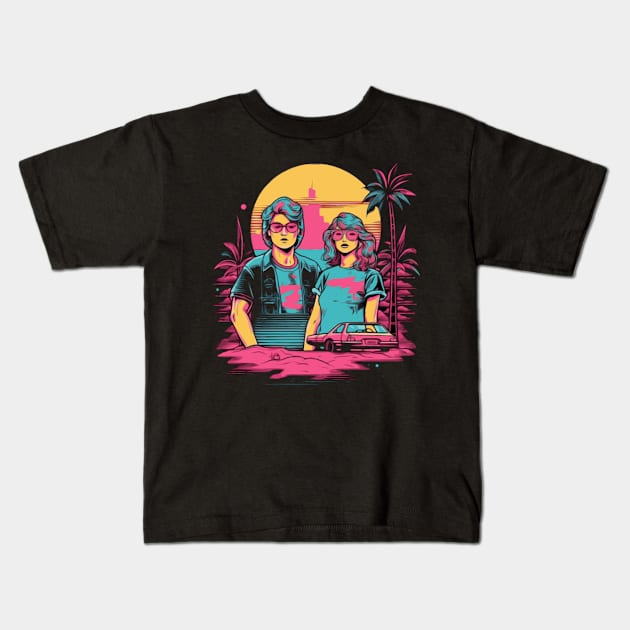 Miami beach vintage retro Kids T-Shirt by Pixy Official